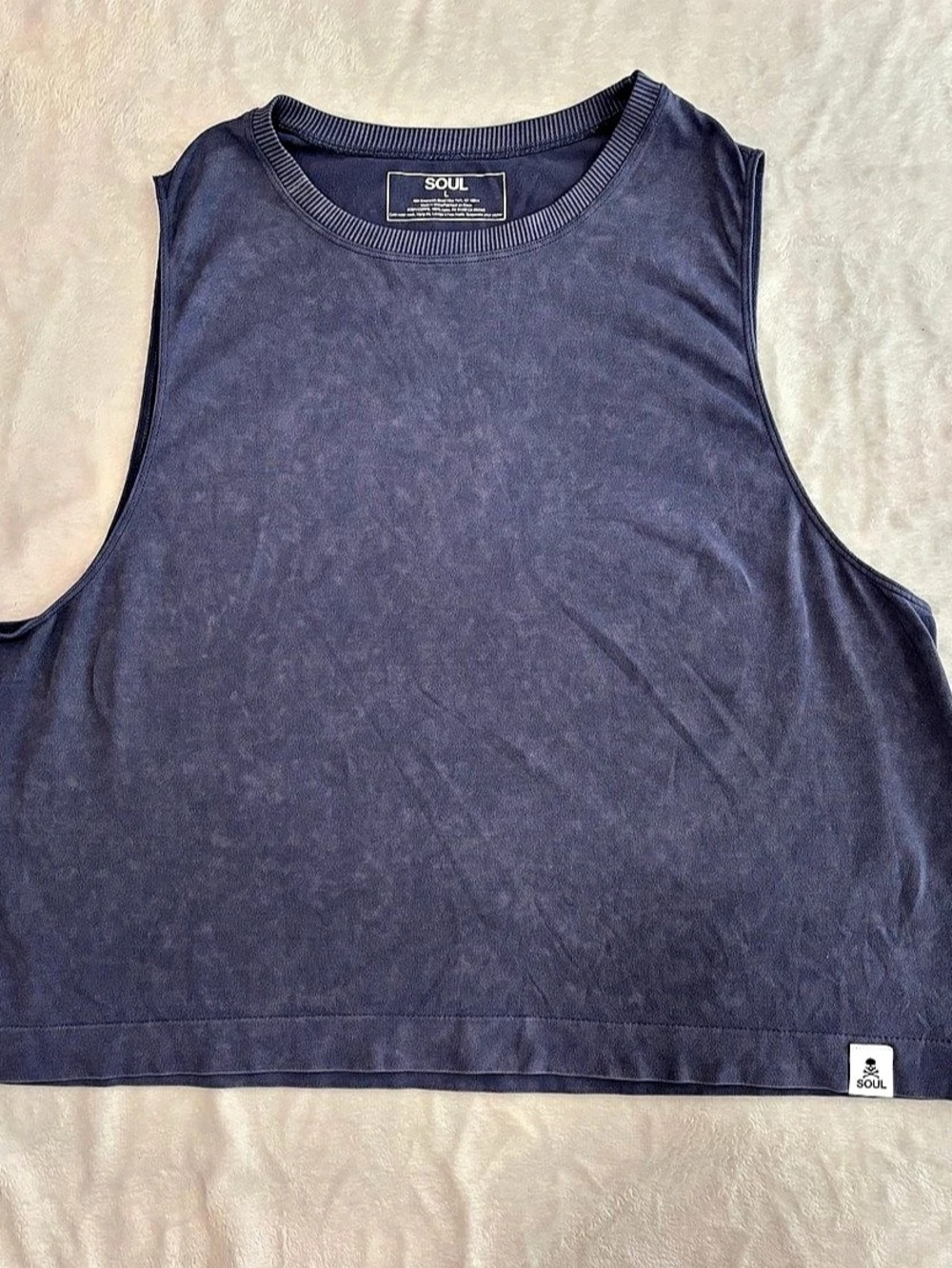 Soul by SoulCycle Women’s Seamless Boxy Tank Top Blue Mineral Wash Size L
